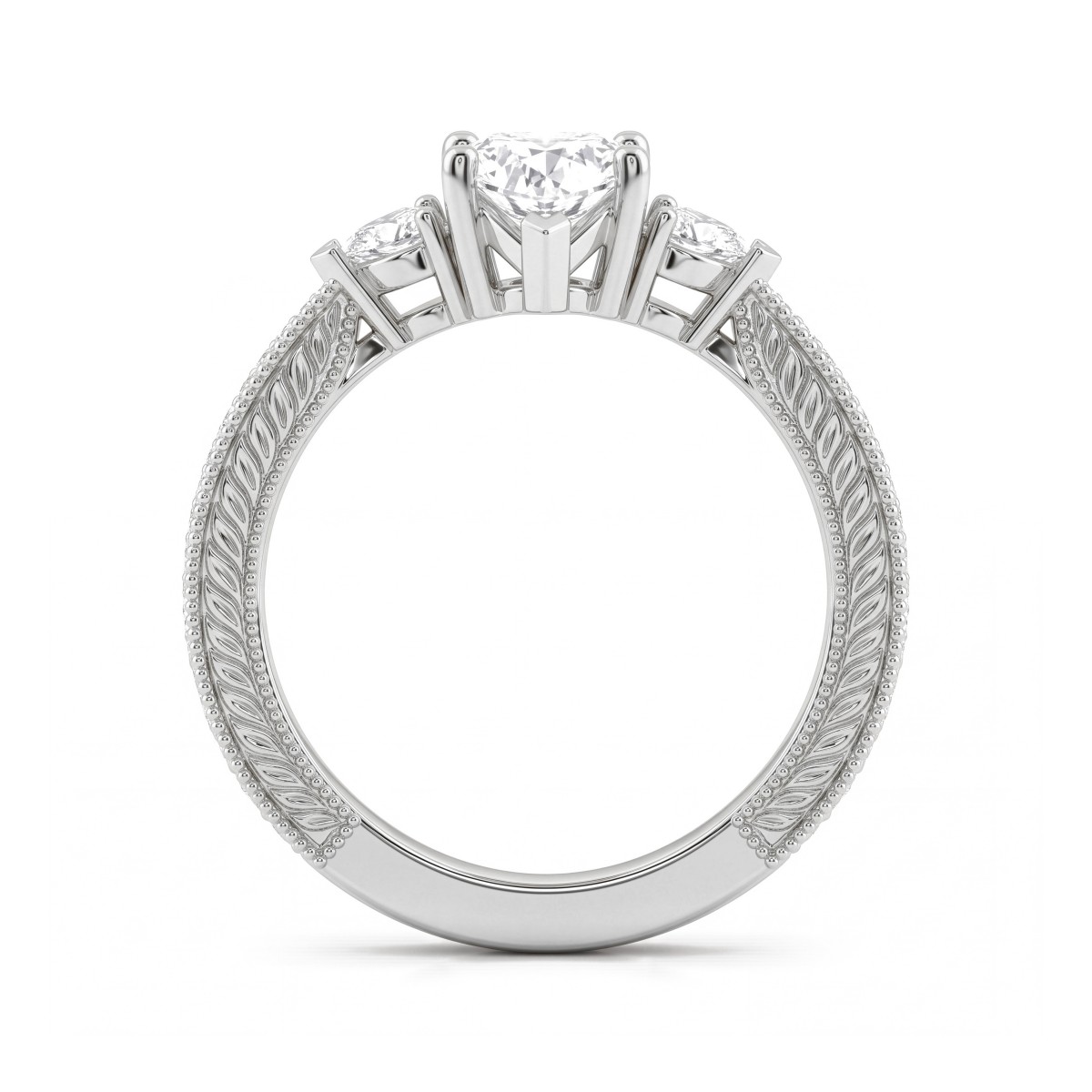 Cherie - Moissanit-Ring Herz mit Herz-Seitensteinen