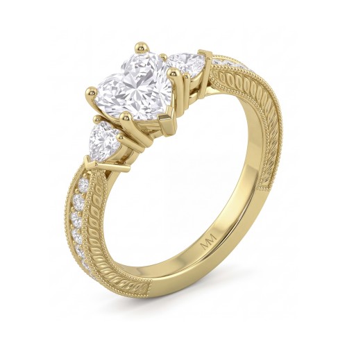 Cherie - Moissanit-Ring Herz mit Herz-Seitensteinen