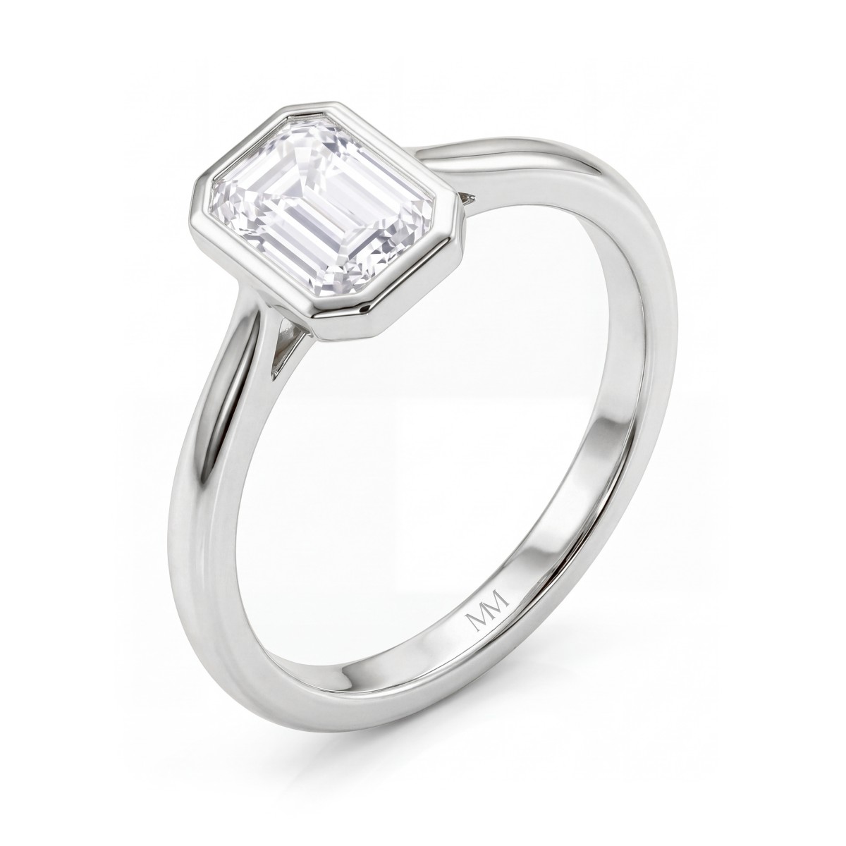 Esme - Moissanit-Solitärring Emerald Cut in Zargenfassung