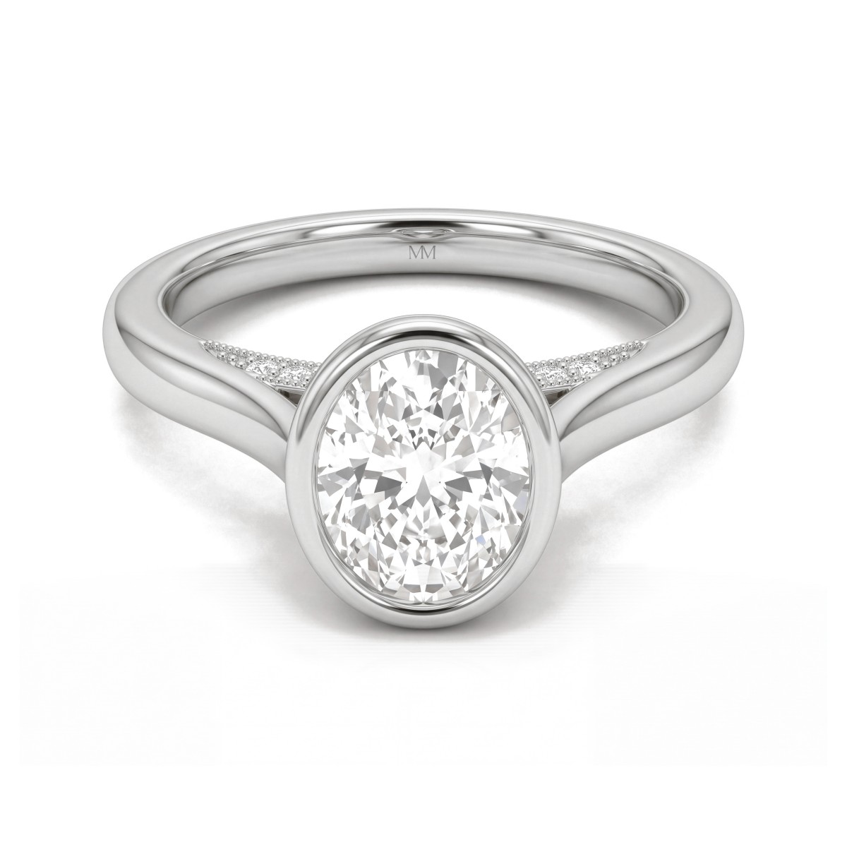 Camille - Moissanit-Ring Oval mit durchbrochener Galerie in Zargenfassung