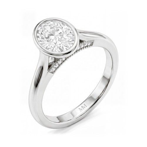Camille - Moissanit-Ring Oval mit durchbrochener Galerie in Zargenfassung