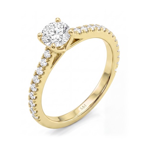 Juliette - Moissanit-Verlobungsring Rund mit pavé-besetzter Ringschiene