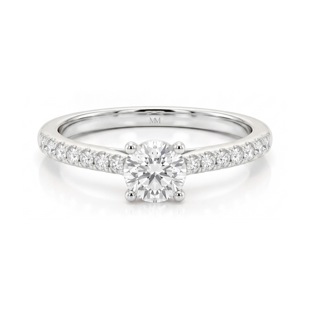 Juliette - Moissanit-Verlobungsring Rund mit pavé-besetzter Ringschiene