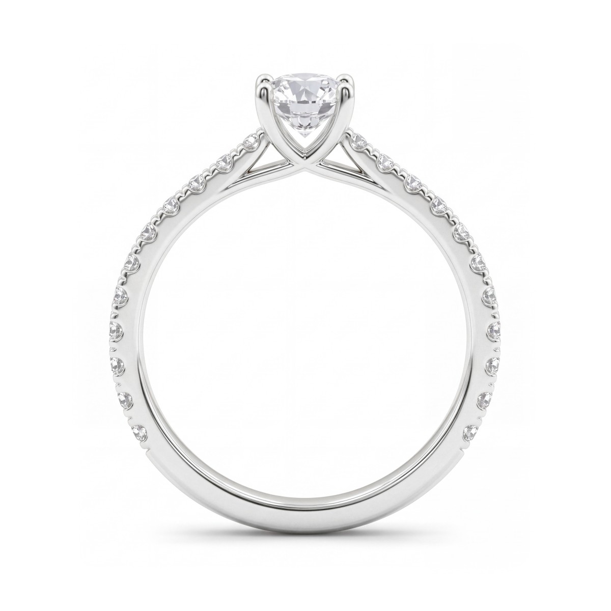 Juliette - Moissanit-Verlobungsring Rund mit pavé-besetzter Ringschiene