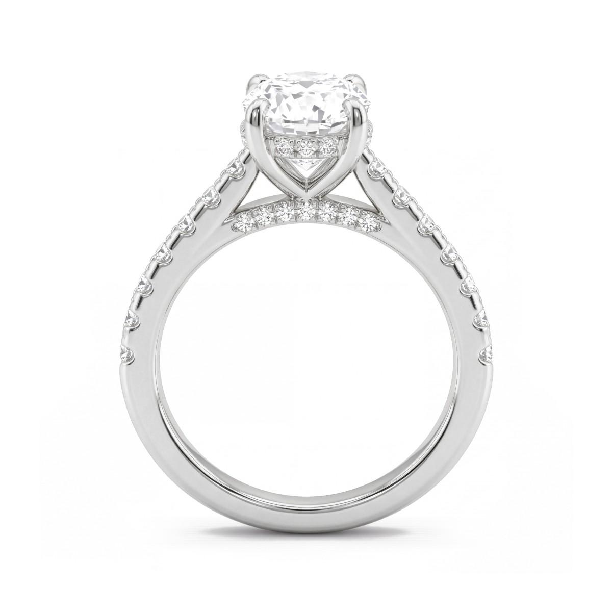 Arcadia - Moissanit-Ring Oval mit Hidden Halo und pavé-besetzten Ringschultern