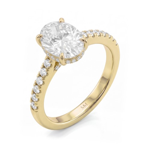 Arcadia - Moissanit-Ring Oval mit Hidden Halo und pavé-besetzten Ringschultern