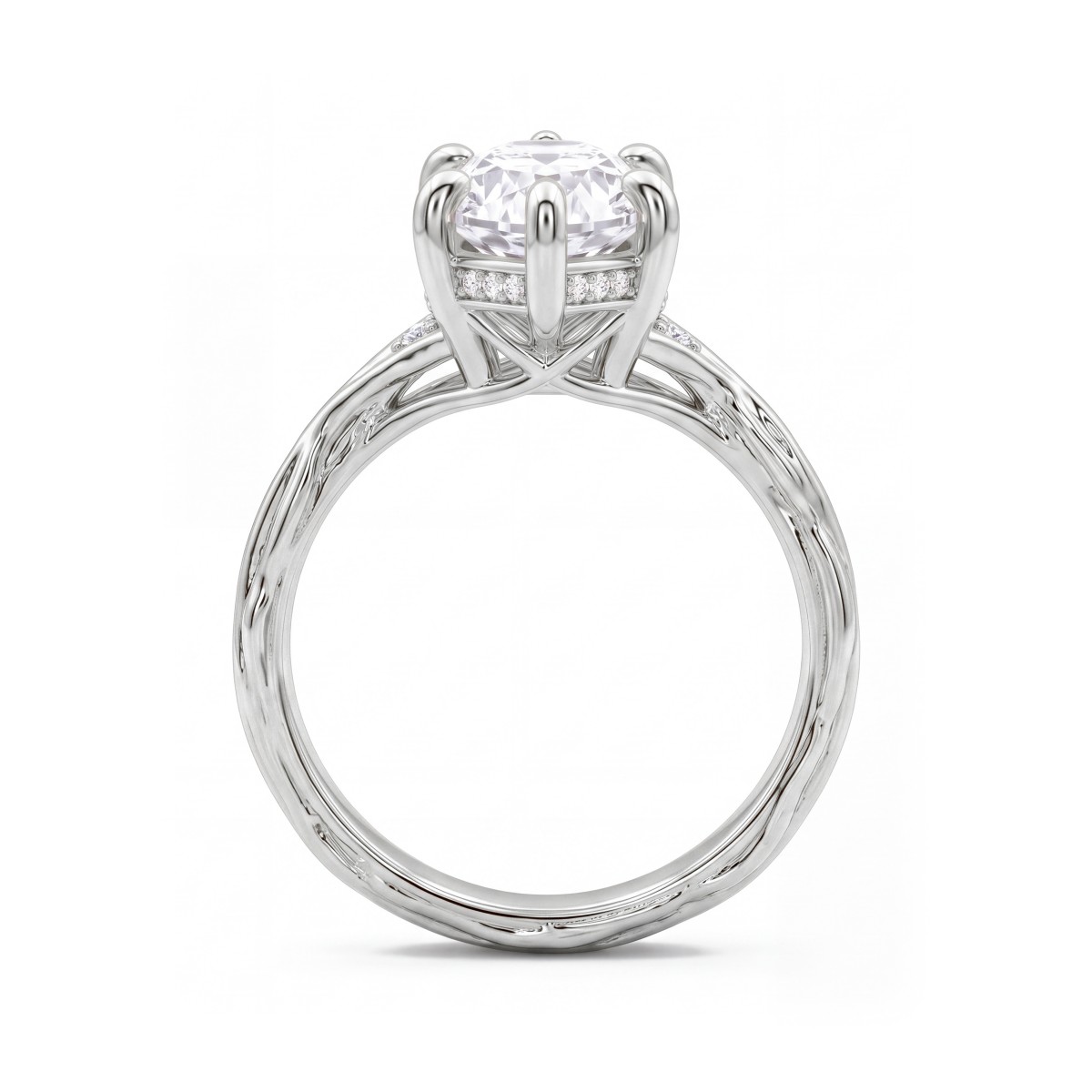Hazel - Moissanit-Ring Marquise mit gedrehter Zweig-Ringschiene