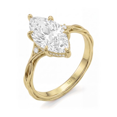 Hazel - Moissanit-Ring Marquise mit gedrehter Zweig-Ringschiene