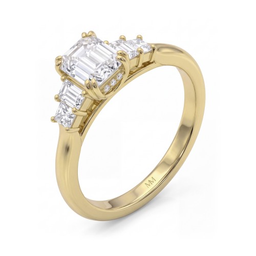 Mosaic - Fünf-Stein-Ring mit Emerald-Cut-Moissaniten