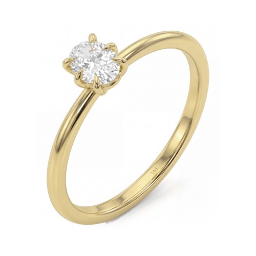 Mignon - Moissanit-Solitärring Oval in 6-Krappen-Fassung