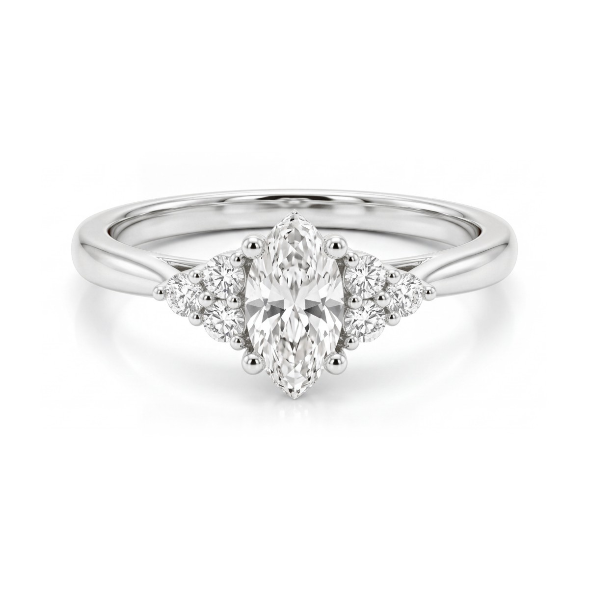 Posy - Moissanit-Ring Marquise mit Cluster-Seitensteinen