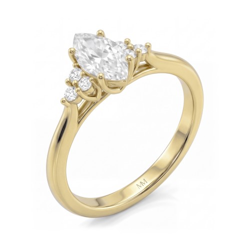Posy - Moissanit-Ring Marquise mit Cluster-Seitensteinen