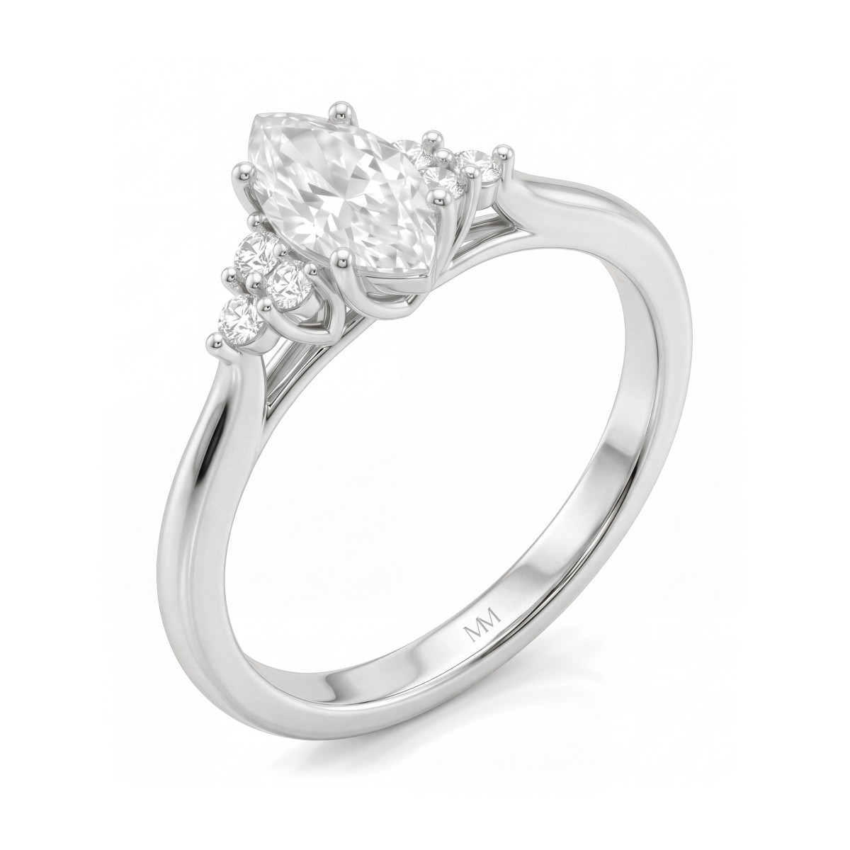 Posy - Moissanit-Ring Marquise mit Cluster-Seitensteinen