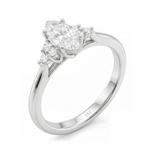 Posy - Moissanit-Ring Marquise mit Cluster-Seitensteinen