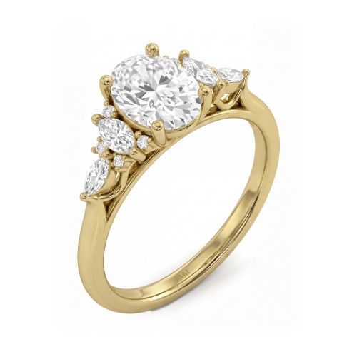 Ondine - Moissanit-Ring Oval mit Marquise-Clustern