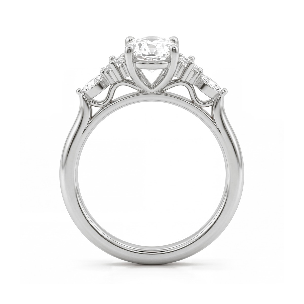 Ondine - Moissanit-Ring Oval mit Marquise-Clustern
