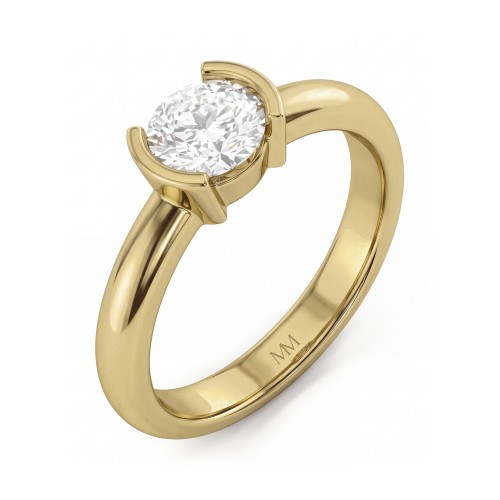 Demi - Moissanit-Solitärring Rund in Halbzargenfassung