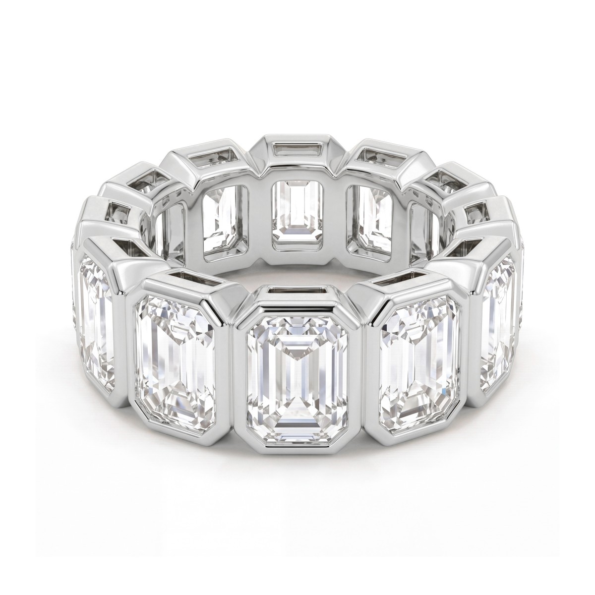 Devotion - Voll-Memoirering mit Emerald-Cut-Moissaniten in Zargenfassung