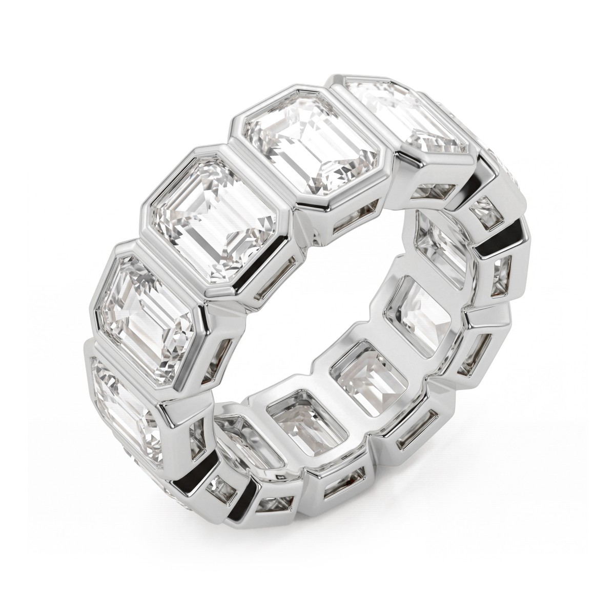 Devotion - Voll-Memoirering mit Emerald-Cut-Moissaniten in Zargenfassung