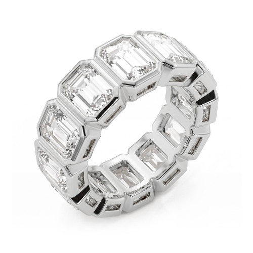 Devotion - Voll-Memoirering mit Emerald-Cut-Moissaniten in Zargenfassung