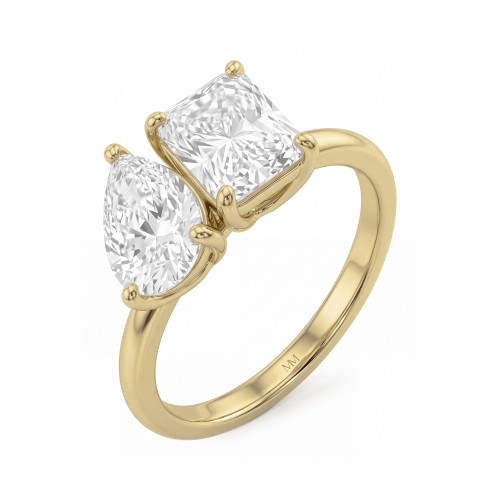 Concordia - Toi-et-Moi-Ring mit Tropfen- und Radiant-Moissaniten