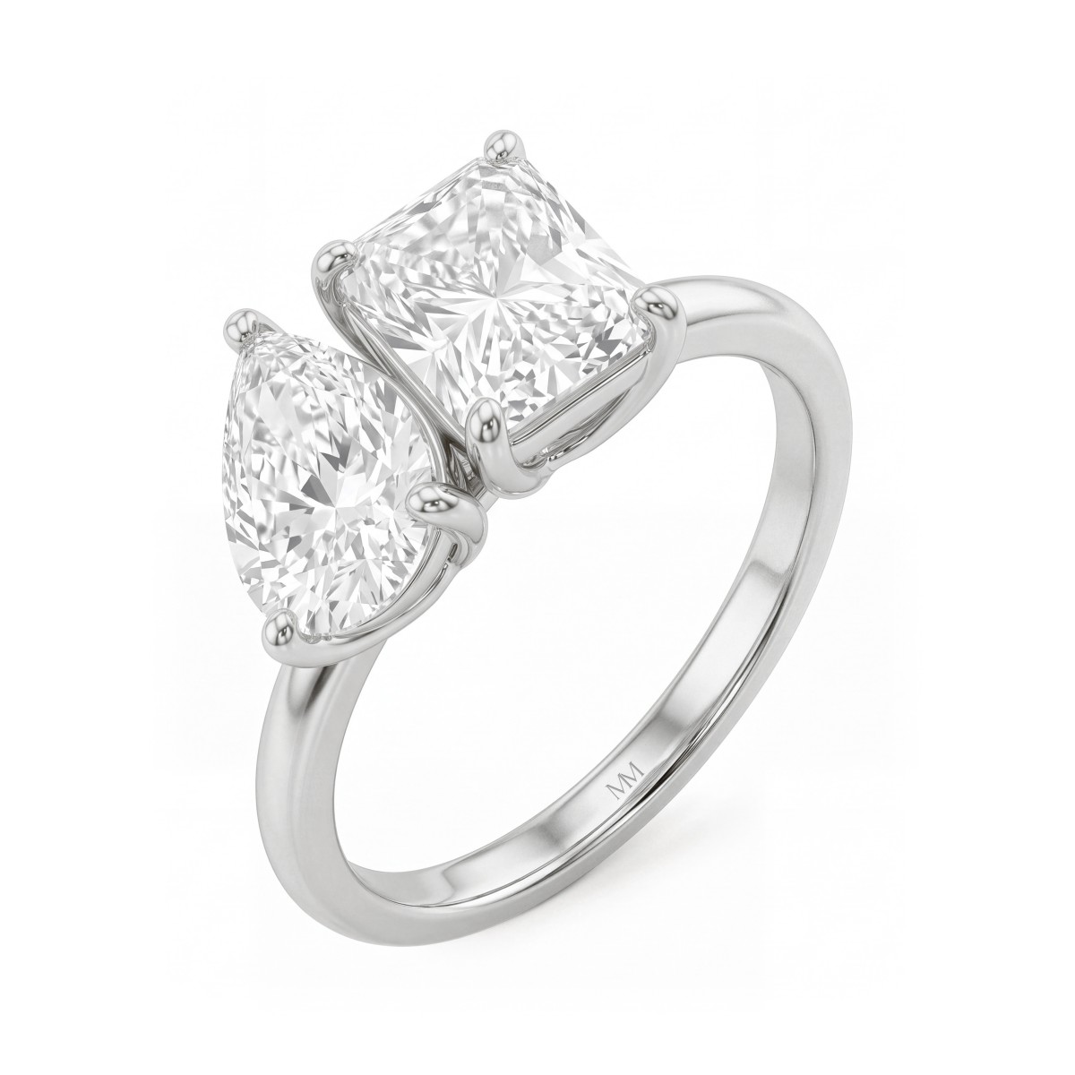 Concordia - Toi-et-Moi-Ring mit Tropfen- und Radiant-Moissaniten