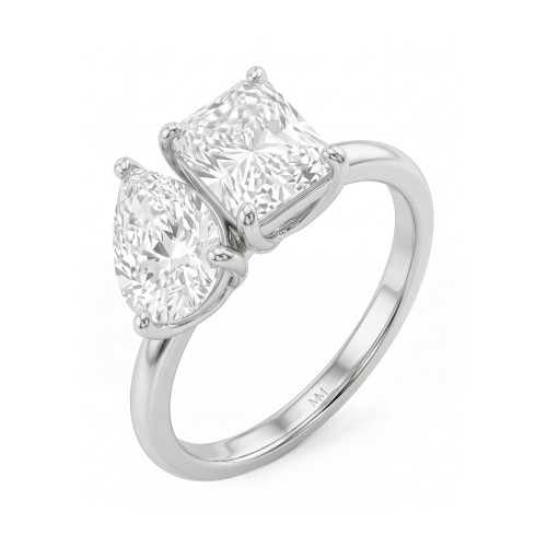 Concordia - Toi-et-Moi-Ring mit Tropfen- und Radiant-Moissaniten
