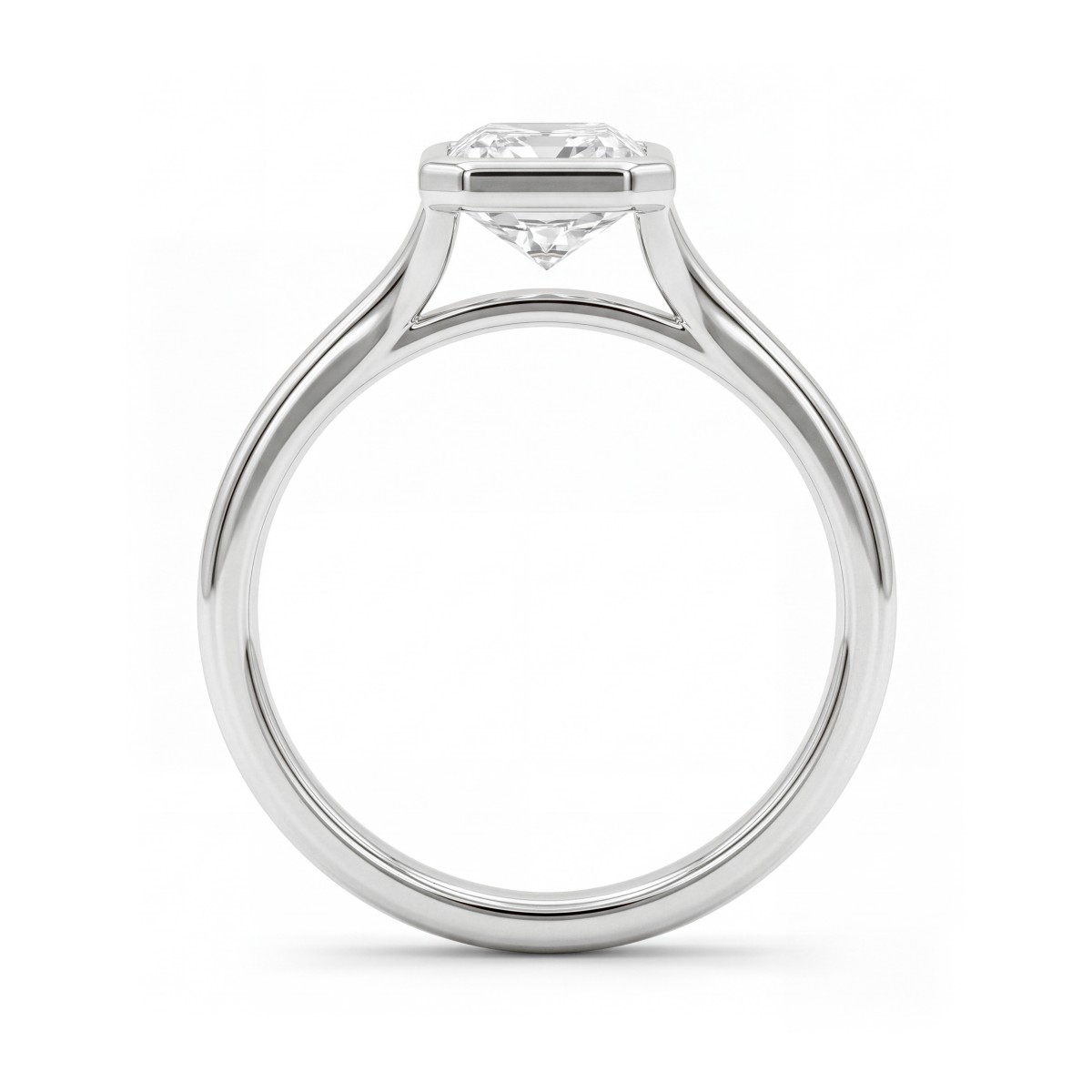 Linnea - Moissanit-Solitärring Radiant mit geteilter Ringschiene in Zargenfassung
