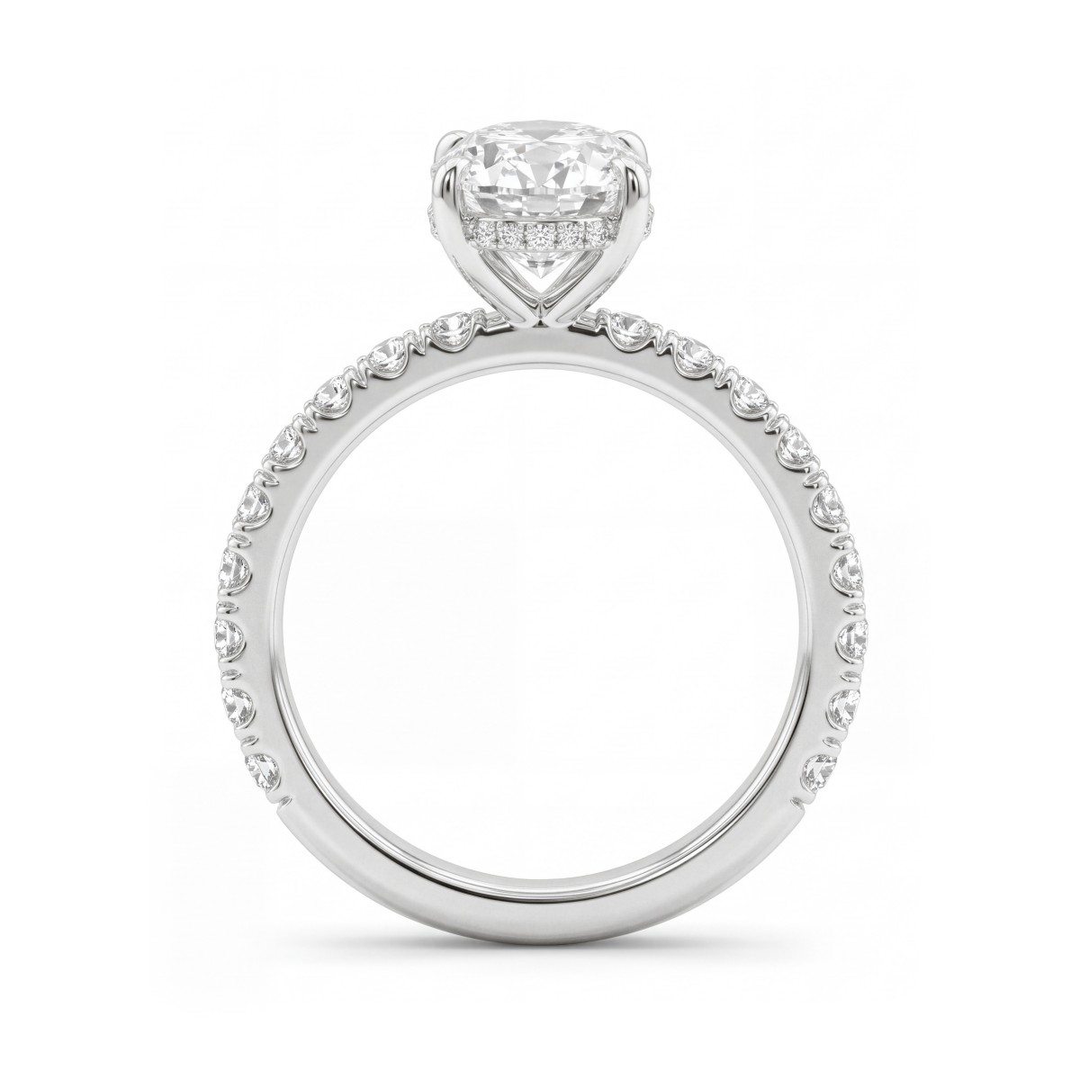 Moonveil - Moissanit-Verlobungsring Oval mit Hidden Halo und pavé-besetzter Ringschiene
