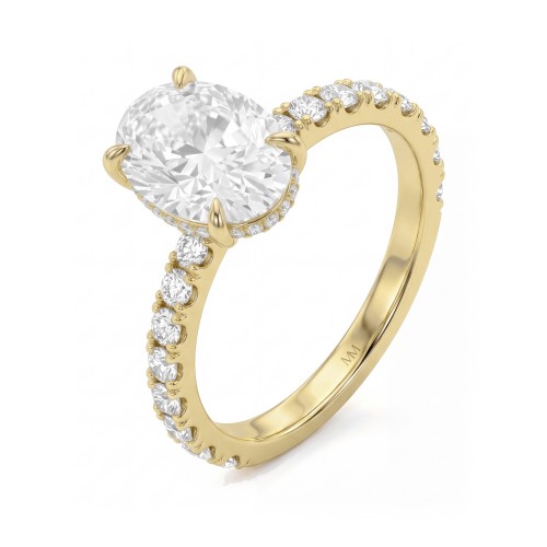 Moonveil - Moissanit-Verlobungsring Oval mit Hidden Halo und pavé-besetzter Ringschiene