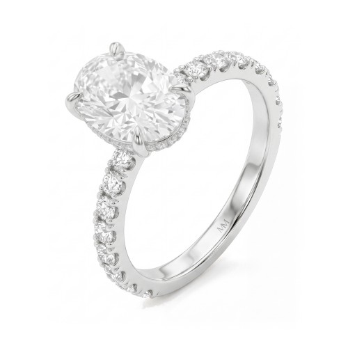 Moonveil - Moissanit-Verlobungsring Oval mit Hidden Halo und pavé-besetzter Ringschiene