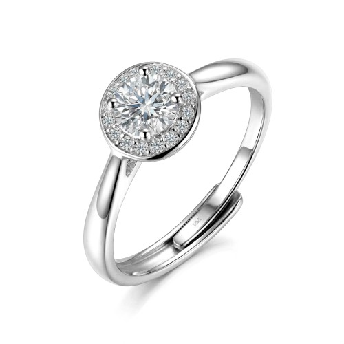 Flexa - Verstellbarer Halo Moissanit-Ring