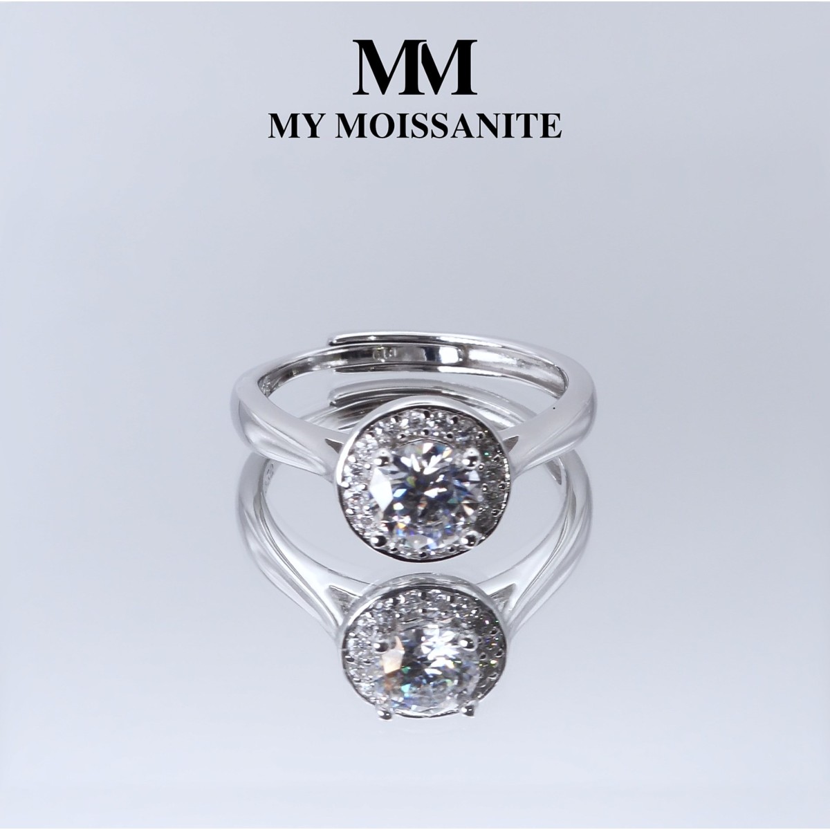 Flexa - Verstellbarer Halo-Moissanit-Ring
