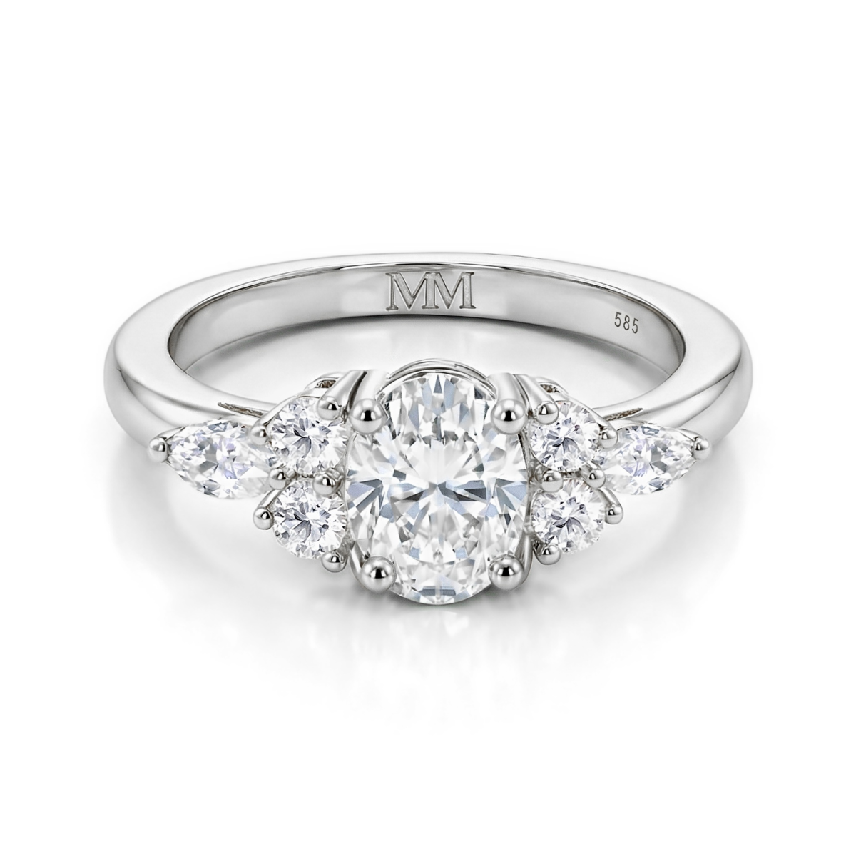 Lustrina - Ovaler Moissanite Ring mit Strahlenden Akzenten