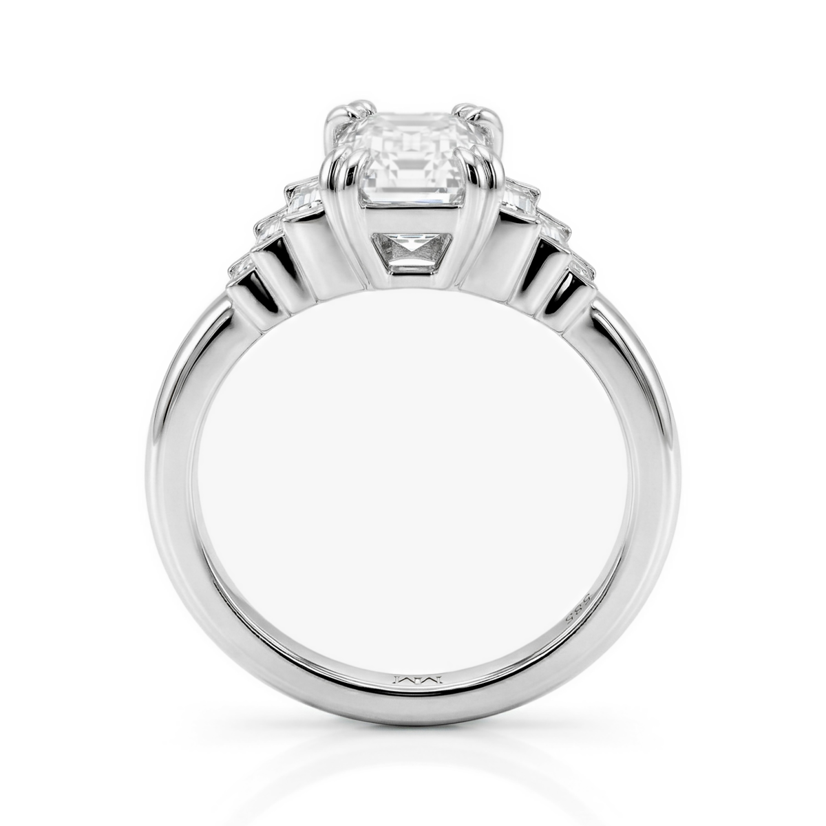 Rectanglo - Smaragdschliff Moissanite Ring mit Baguette Akzenten