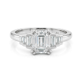 Rectanglo - Smaragdschliff Moissanite Ring mit Baguette Akzenten