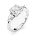 Trielle - Cushion Moissanite Verlobungsring mit Birnenschliff Seitenakzenten