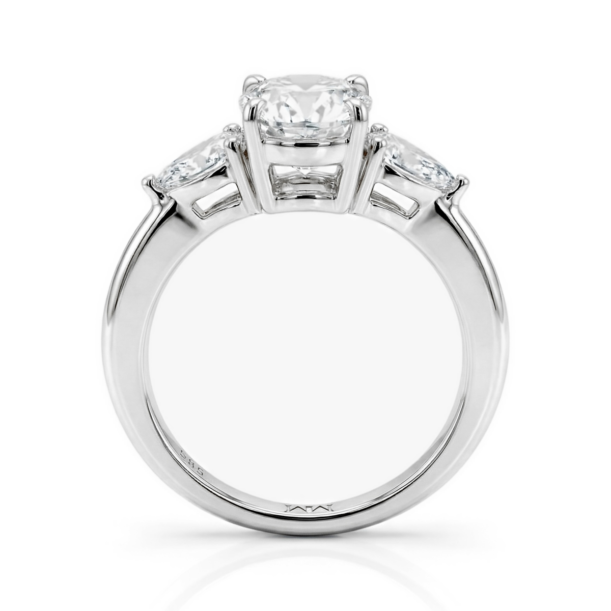 Trielle - Cushion Moissanite Verlobungsring mit Birnenschliff Seitenakzenten