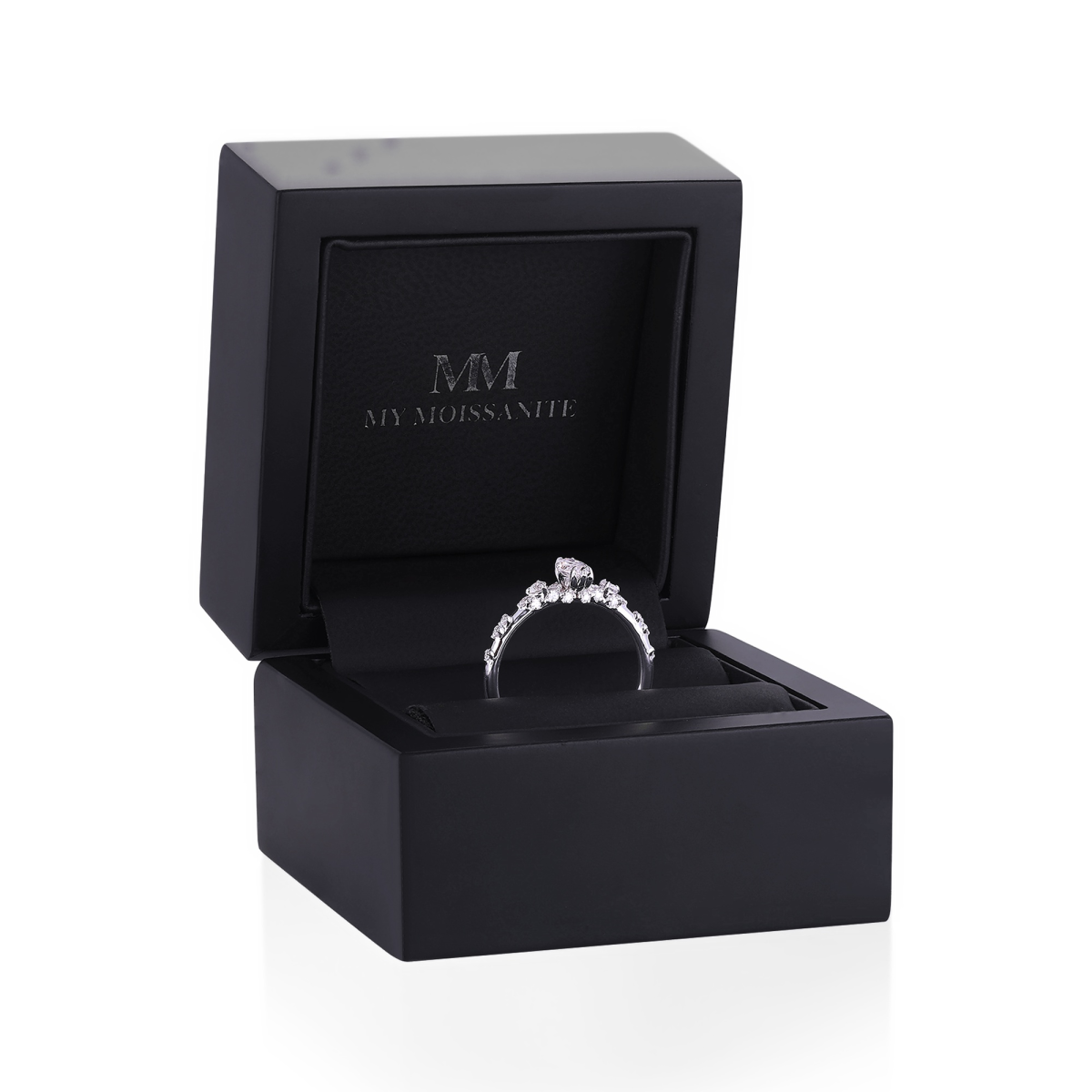 Elegante - Marquise Moissanit Ring mit minimalistischen Vintage-Seitensteinen