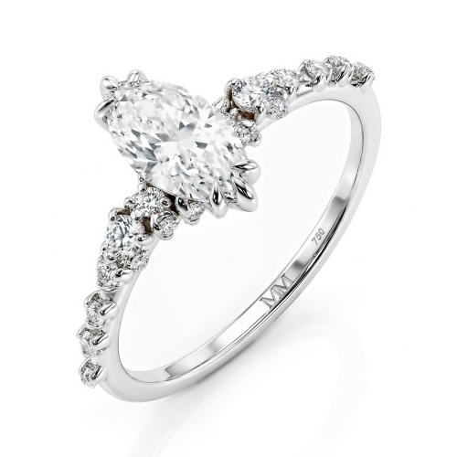 Elegante - Moissanit-Ring Marquise mit minimalistischen Seitensteinen im Vintage-Stil