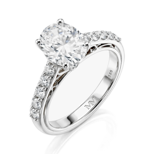 Fiorenza - Zeitloser Moissanit-Ring mit Pavé-Fassung und Galeriedetail