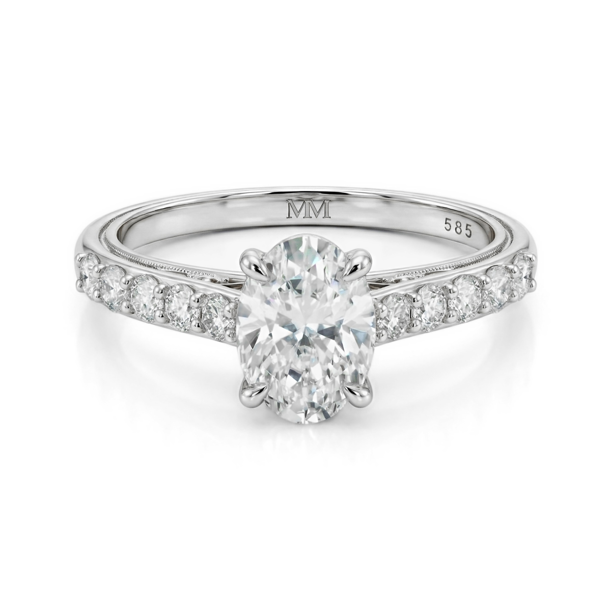 Fiorenza - Zeitloser Moissanit-Ring mit Pavé-Fassung und Galeriedetail