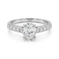 Fiorenza - Zeitloser Moissanit-Ring mit Pavé-Fassung und Galeriedetail