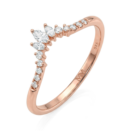 Serenella - Marquise-Schliff und Rundschliff Moissanit Ehering