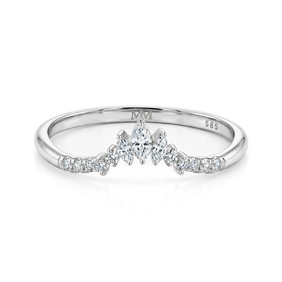 Serenella - Marquise und runde Moissanite Hochzeit Band