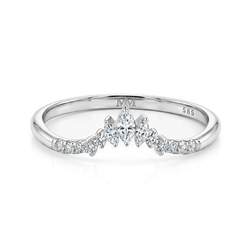 Serenella - Marquise-Schliff und Rundschliff Moissanit Ehering