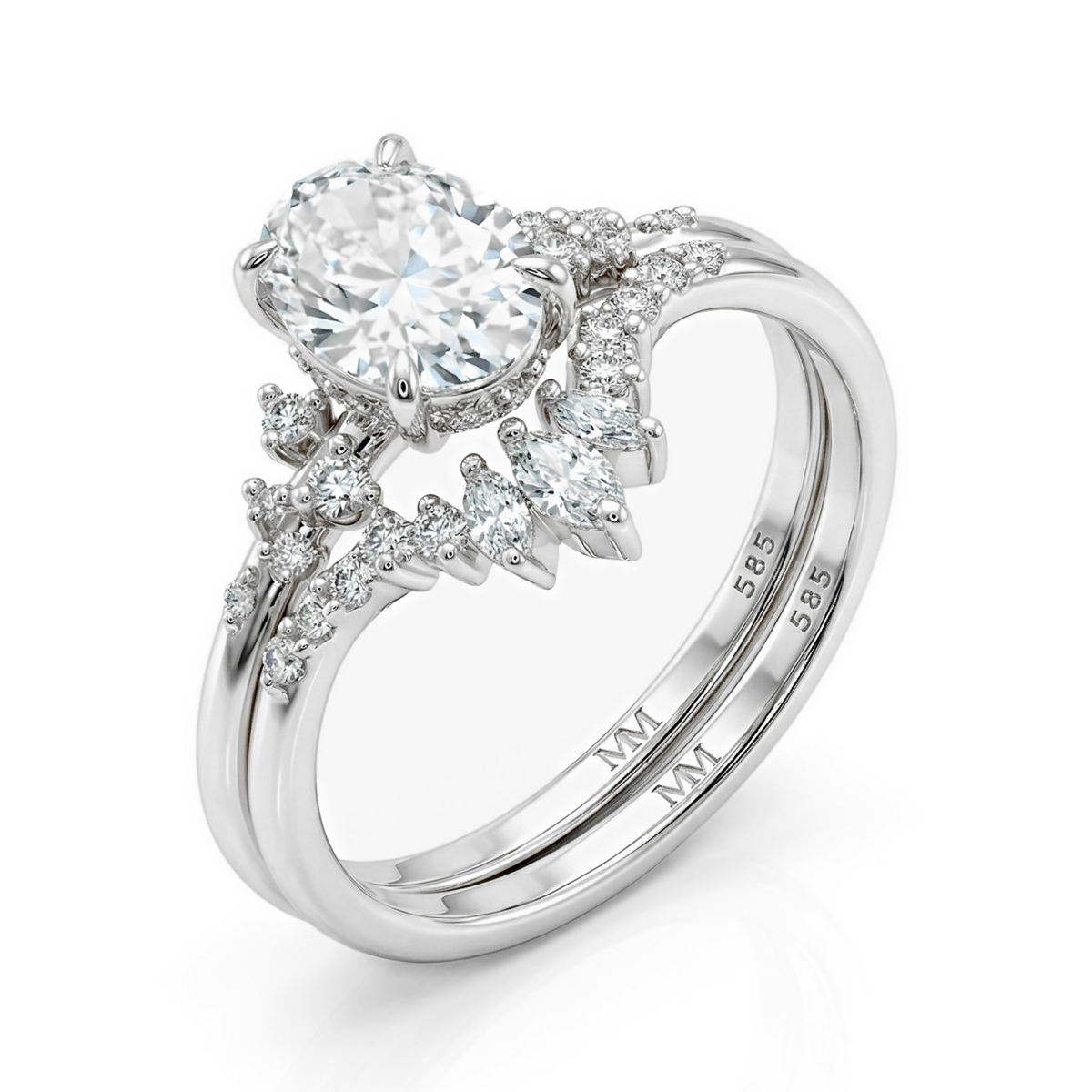 Ätherische Eleganz Set - Ovaline & Serenella Moissanite Braut Set mit Marquise Akzente