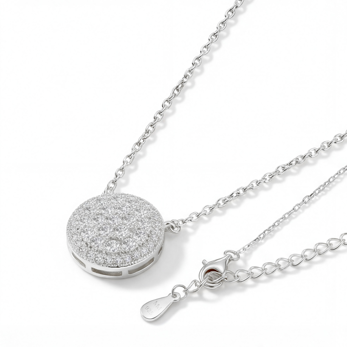 Brillante - Runder Moissanit-Cluster-Anhänger mit Pavé-Halo