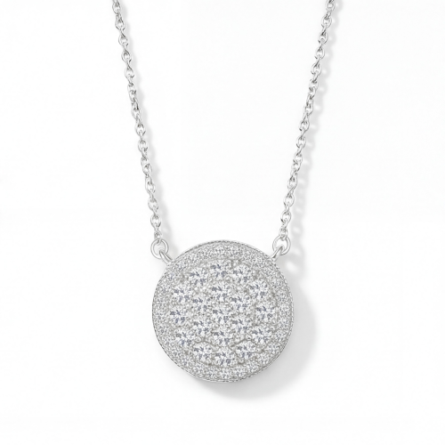 Brillante - Moissanit-Cluster-Anhänger Rund mit pavé-besetztem Halo
