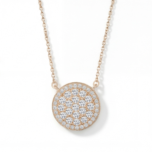 Brillante - Moissanit-Cluster-Anhänger Rund mit pavé-besetztem Halo